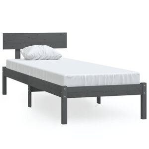 vidaXL Bed Frame without Mattress Grey Solid Wood 100x200 cm