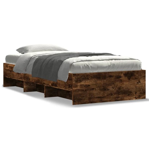 vidaXL Bed Frame without Mattress Smoked Oak 90x190 cm Single Engineered Wood