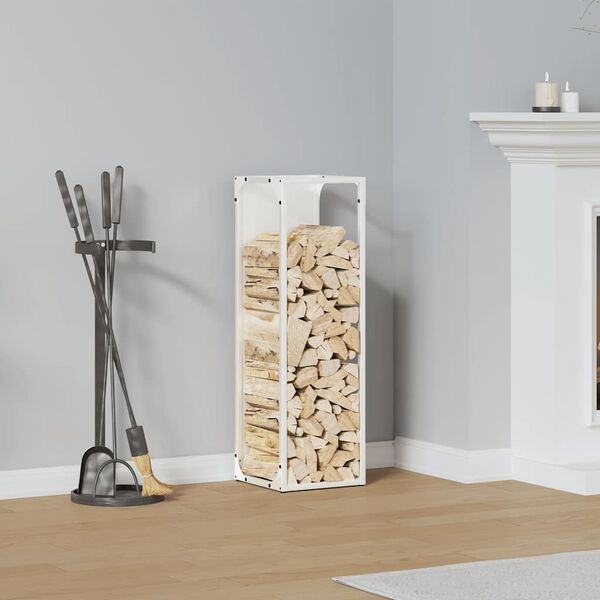 vidaXL Firewood Rack White 25x25x80 cm Cold-rolled steel