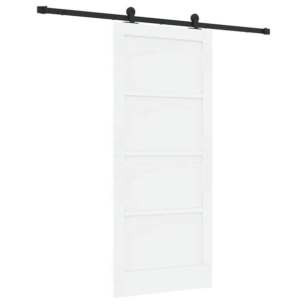 vidaXL Sliding Door White and Black 86 x 198.5 cm Solid Pine Wood