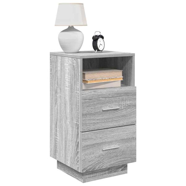 vidaXL Bedside Cabinet with 2 Drawers Grey Sonoma 36x36x68 cm