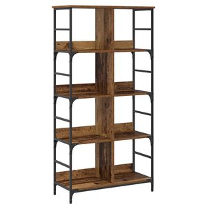 vidaXL Bookshelf 4-Tier 78.5 x 33 x 153 cm metal PB Old wood