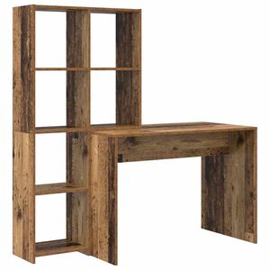 vidaXL Desk with Shelf Old Wood 138.5 x 55 x 143 cm Engineered Wood