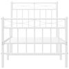 vidaXL Metal Bed Frame without Mattress with Footboard White 75x190cm