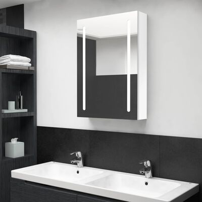 vidaXL LED Bathroom Mirror Cabinet Shining White 50x13x70 cm