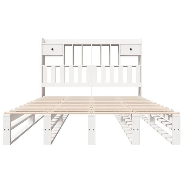 vidaXL Bookcase Bed without Mattress White 140x190 cm Solid Wood Pine