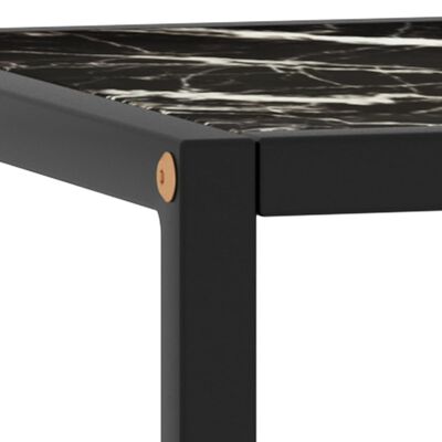 vidaXL Coffee Table Black with Black Marble Glass 40x40x50 cm