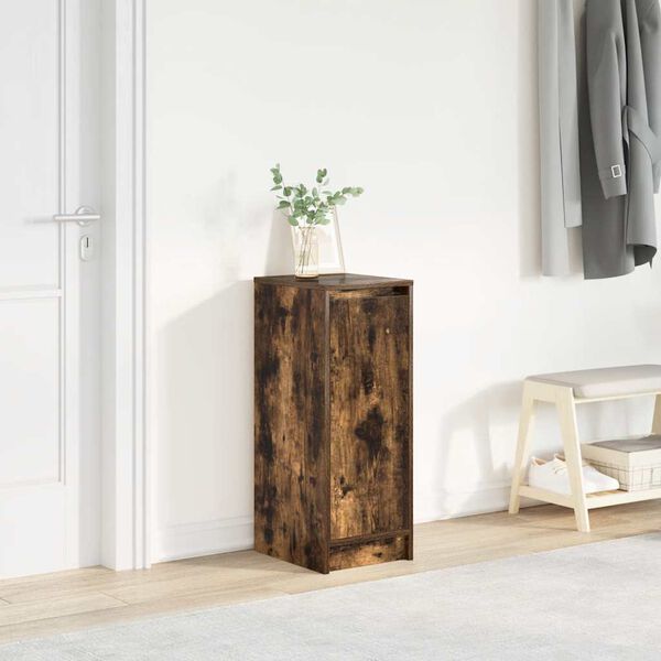 vidaXL Shoe Cabinet Smoked Oak 29.5x34x76 cm Engineered Wood