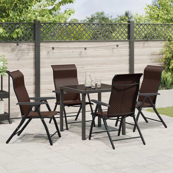 vidaXL Garden Dining Set Height-Adjustable 5 pcs Brown Poly rattan