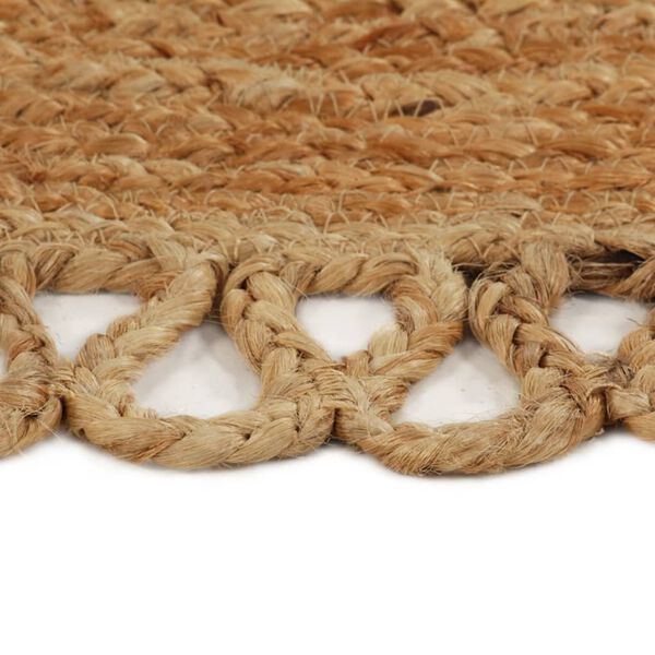 vidaXL Braided Area Rug with Wave Edge 90 cm Jute Round