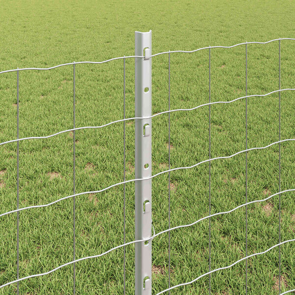 vidaXL Fence with Post Silver 0.8 x 25 m Steel