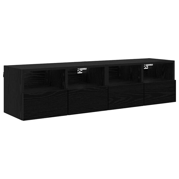 vidaXL TV Wall Cabinets Wall-mounted 2 pcs Black Oak 60 x 30 x 30 cm