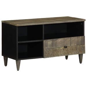 vidaXL TV Cabinet Black 80x33x46 cm Solid Wood Mango
