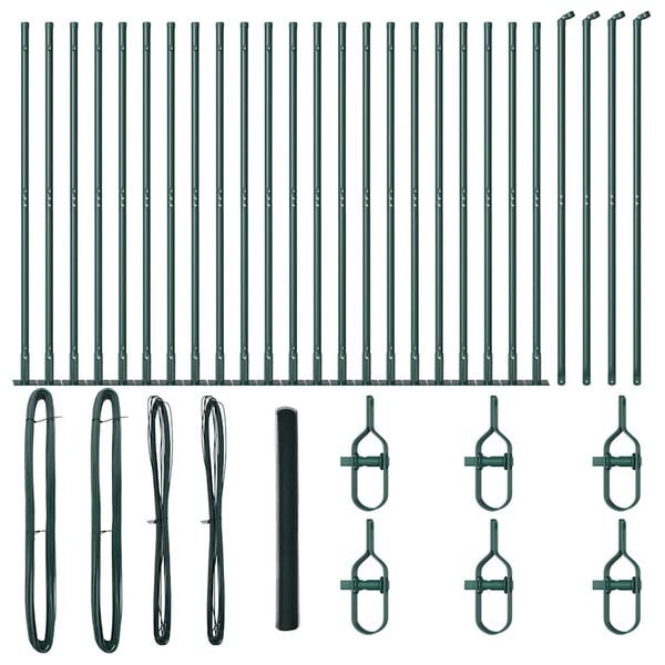 vidaXL Fence Post Green 50 x 1.4 m (13 mm mesh) Steel and PVC