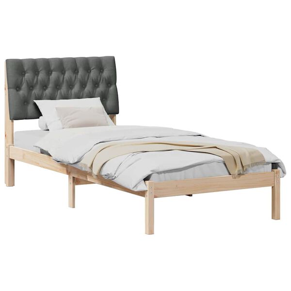 vidaXL Bed Frame with Upholstered Headboard Brown 90 x 200 cm