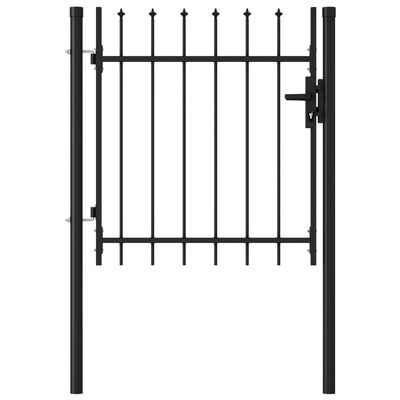vidaXL Fence Gate Single Door with Spike Top Steel 1x1 m Black