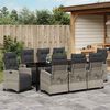 vidaXL Garden Dining Set with Cushion 9 pcs Light Grey Poly Rattan