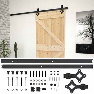 vidaXL Sliding Door Natural and Black 80 x 210 cm Solid Pine Wood