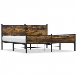 vidaXL Metal Bed Frame without Mattress Smoked Oak 160x200 cm