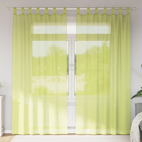 vidaXL Voile Curtains with Tab Top 2 pcs Apple Green