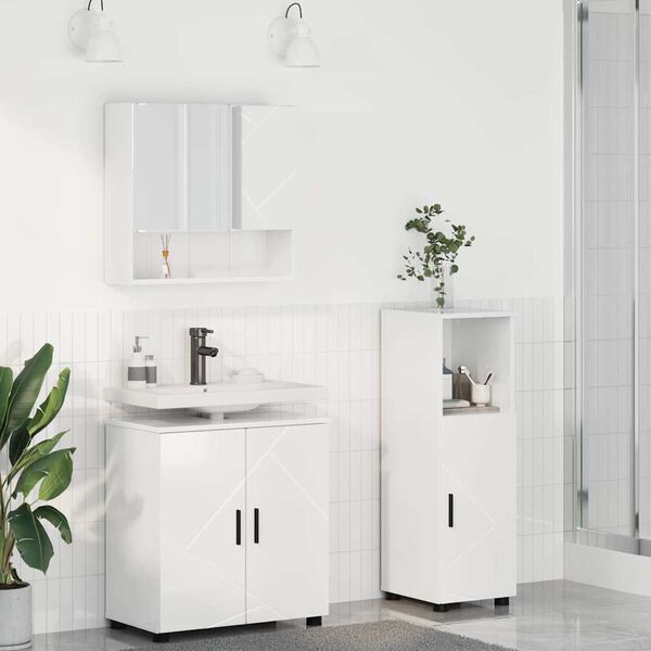 vidaXL Bathroom Furniture Set Wall-mounted 3 pcs High Gloss White