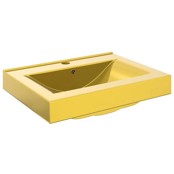 vidaXL Wash Basin with Overflow 60x46x16 cm Ceramic Gold
