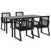 vidaXL 5 Piece Garden Dining Set Black PVC Rattan