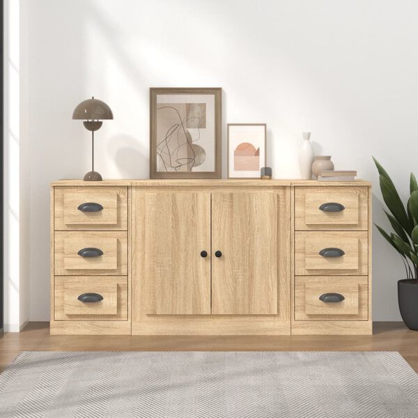 vidaXL Sideboards 3 pcs Sonoma Oak Engineered Wood