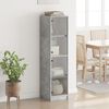 vidaXL Highboard with Glass Doors Concrete Grey 35x37x142 cm