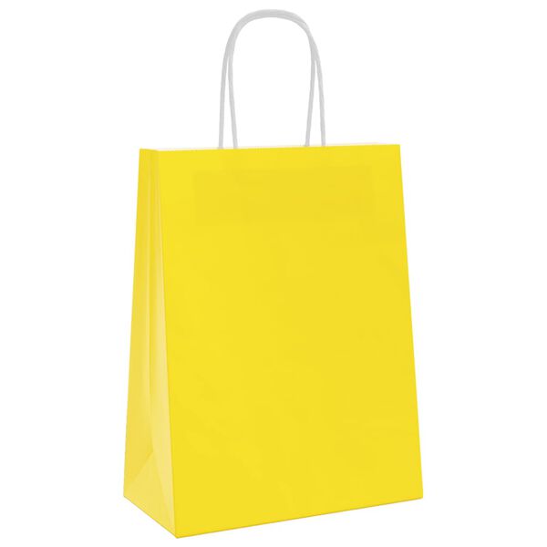 vidaXL Paper Bags 250 pcs with Handles Yellow 21x11x28 cm