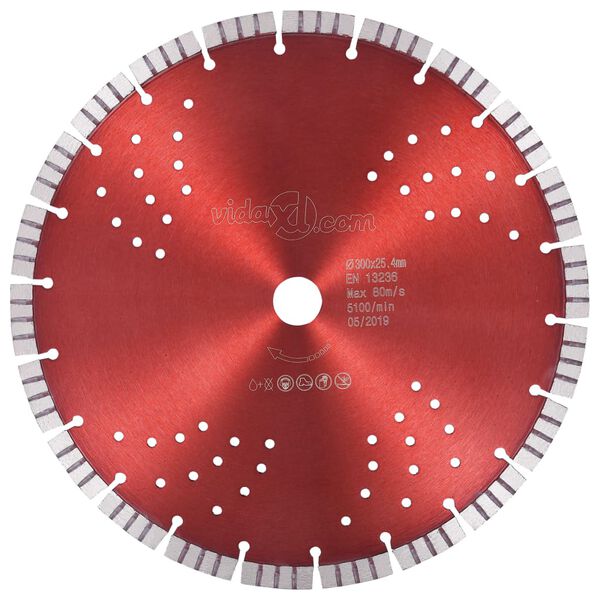vidaXL Diamond Cutting Disc with Turbo and Holes Steel 300 mm