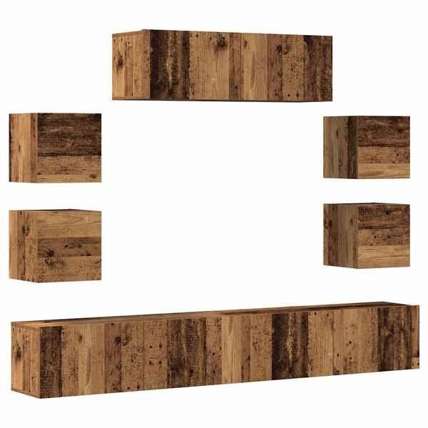 vidaXL 7 Piece TV Cabinet Set Wall-mounted Old Wood Engineered Wood