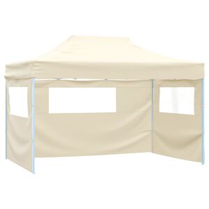 vidaXL Foldable Tent with 3 Walls 3x4.5 m Cream