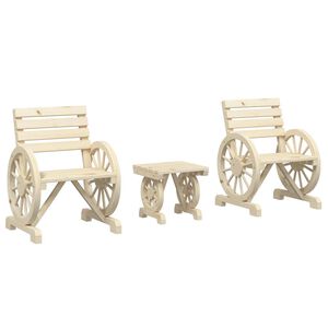 vidaXL 3 Piece Garden Lounge Set Solid Wood Fir