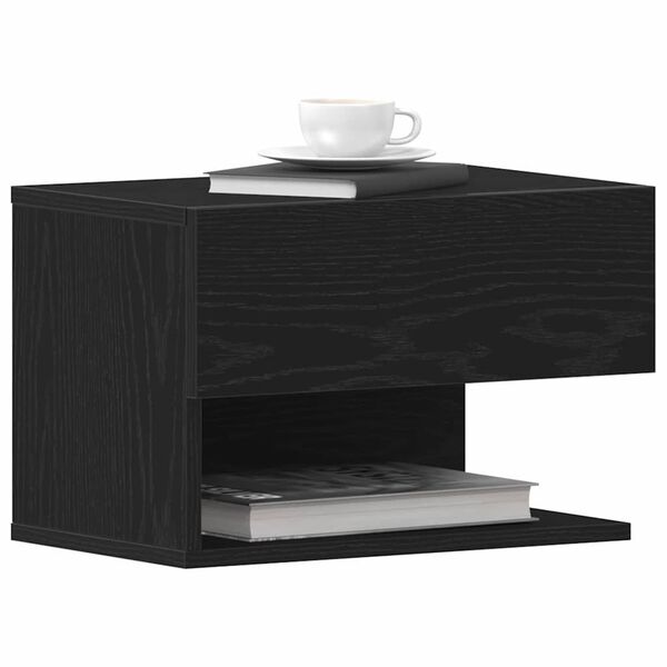 vidaXL Bedside Cabinet with Drawer 2 pcs Black oak 46 x 29.5 x 30 cm