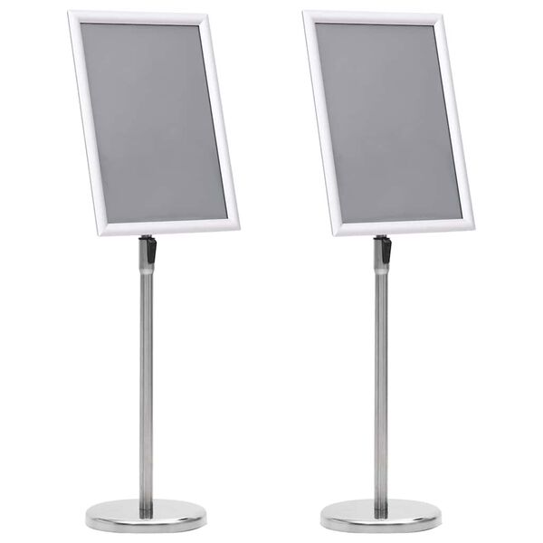 vidaXL Poster Stands 2 pcs Silver 45 x 33 x 88 cm Aluminium alloy