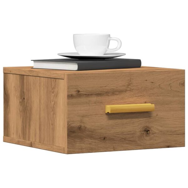 vidaXL Wall-mounted Bedside Cabinet Artisan Oak 35x35x20 cm