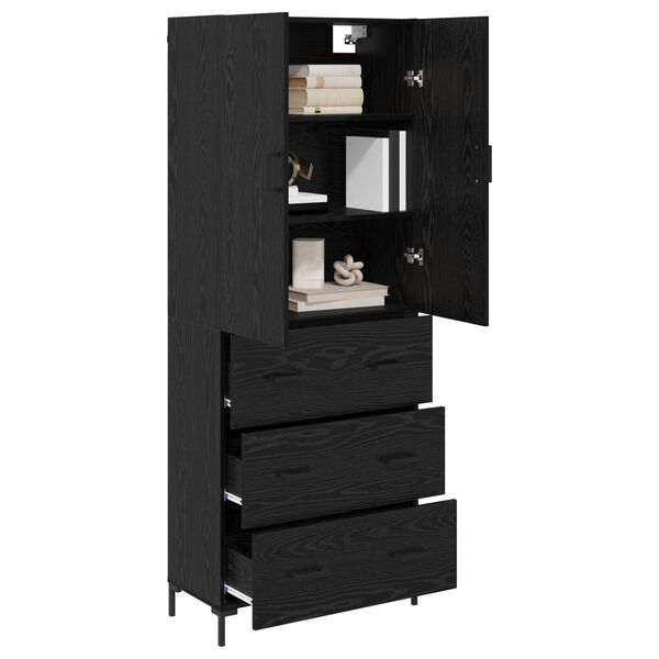 vidaXL Highboard Black Oak 69.5 x 34 x 180 cm Engineered Wood