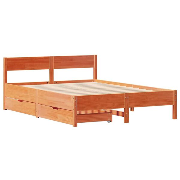 vidaXL Bed Frame without Mattress Wax Brown 120x190 cm Small Double Solid Wood Pine