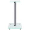 vidaXL Speaker Stands 2 pcs Silver Tempered Glass 1 Pillar Design