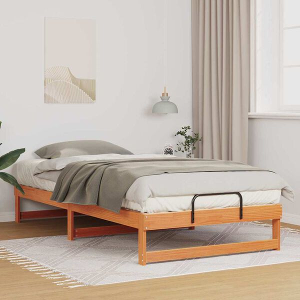 vidaXL Bed Frame Brown 100 x 200 cm Solid Pine Wood
