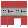 vidaXL Work Cabinet with Drawer 10 pcs Red Engineered Wood and Steel
