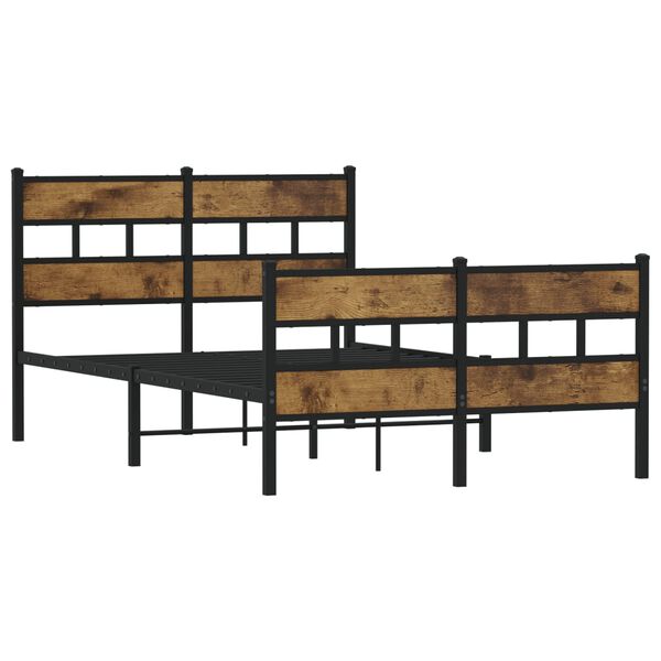 vidaXL Metal Bed Frame without Mattress Smoked Oak 120x200 cm