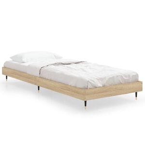 vidaXL Bed Frame without Mattress Sonoma Oak 75x190 cm Small Single Engineered Wood