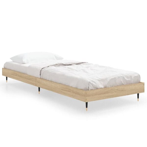 vidaXL Bed Frame without Mattress Sonoma Oak 75x190 cm Small Single Engineered Wood