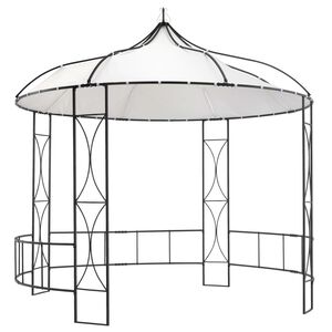 vidaXL Gazebo | White and black | Fabric (100% polyester), Powder-coated iron
