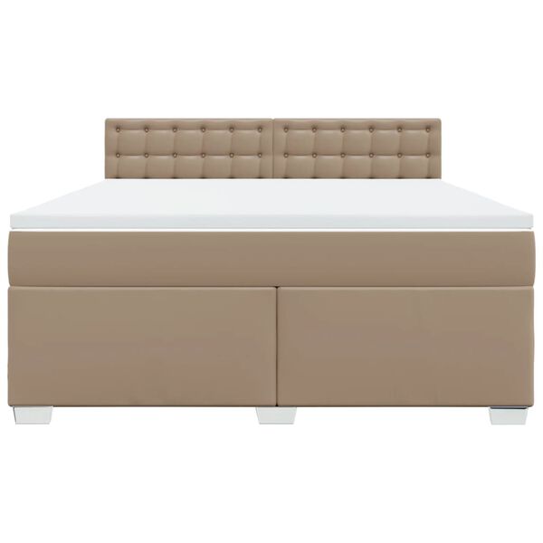 vidaXL Box Spring Bed with Mattress Cappuccino 180x200 cm Faux Leather