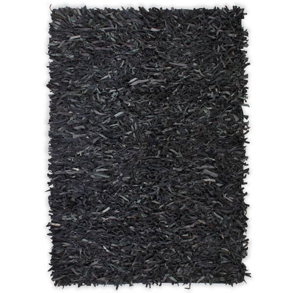 vidaXL Shaggy Rug Genuine Leather 80x160 cm Grey