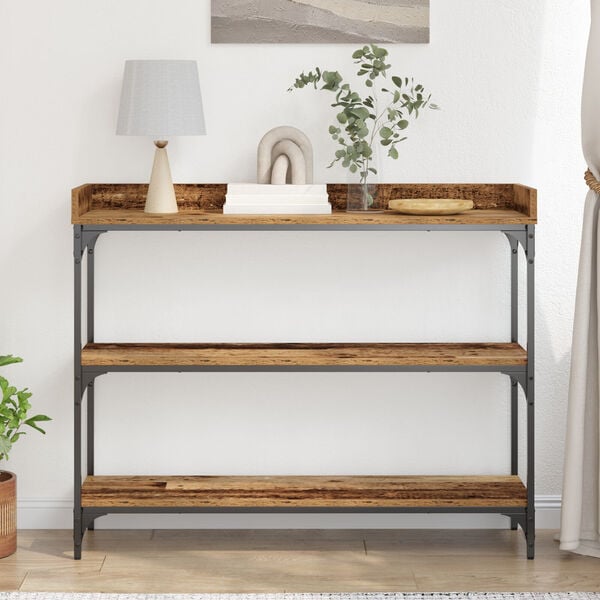 vidaXL Console Table with Shelf with Storage Old wood 100 x 30 x 80 cm