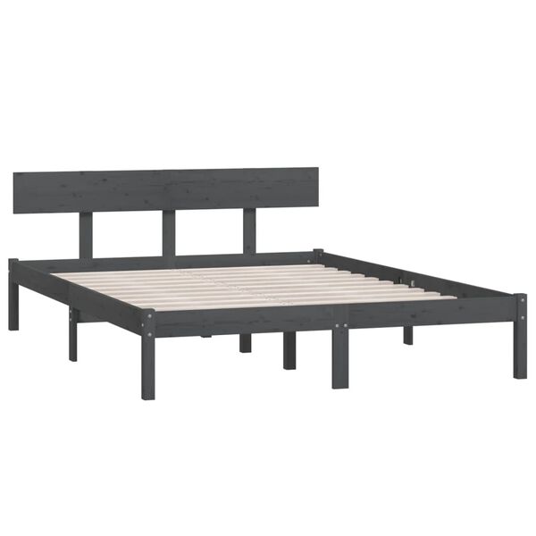 vidaXL Bed Frame without Mattress Grey Solid Wood Small Double